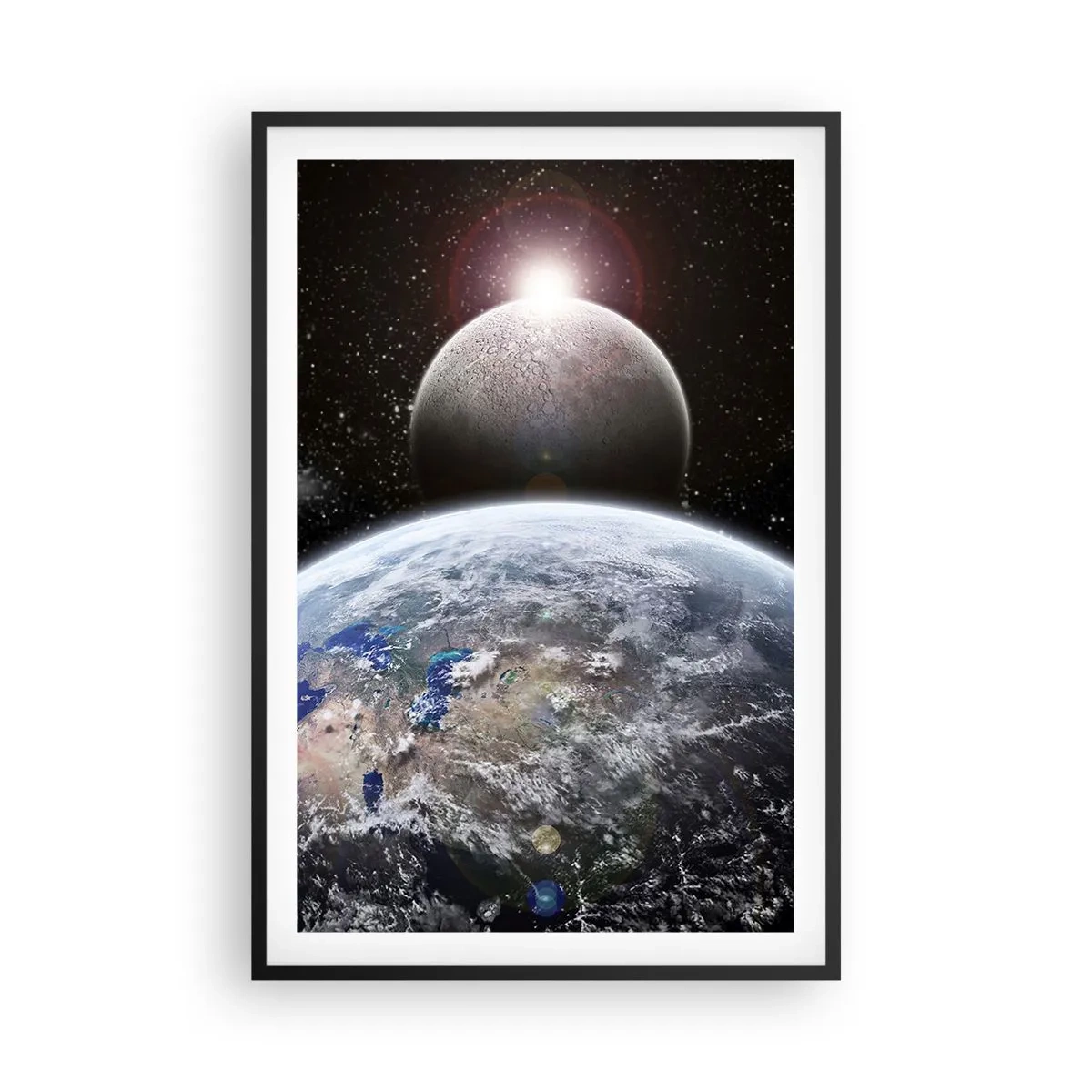 Poster în ramă neagră - Peisaj cosmic - răsărit de soare - 61x91 cm