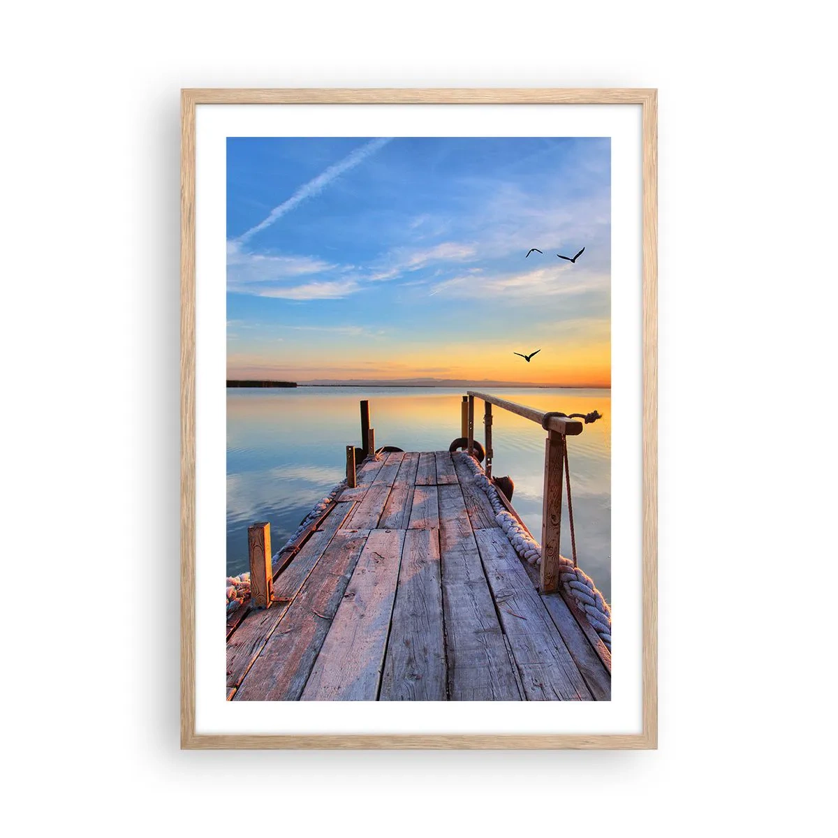 Poster în ramă de stejar deschis - Mergând înainte spre soare - 50x70 cm