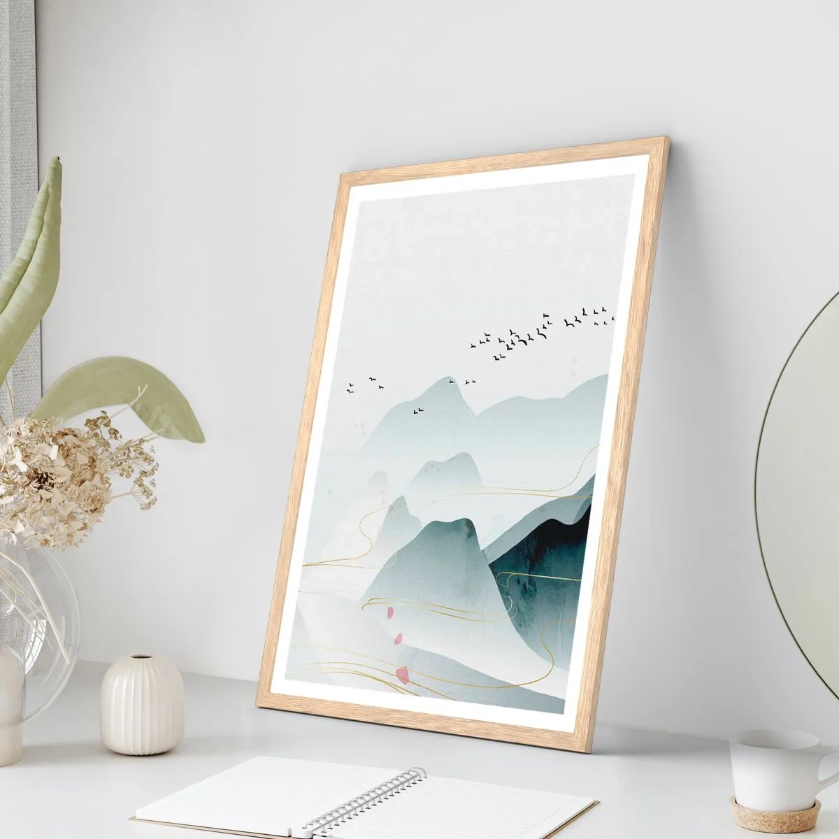 Poster în ramă de stejar deschis - Peste vârfuri - 40x50 cm