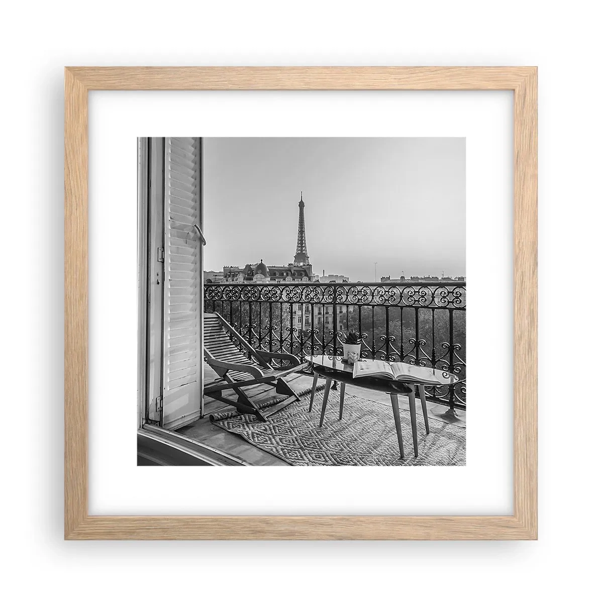 Poster în ramă de stejar deschis - După-amiază pariziană - 30x30 cm