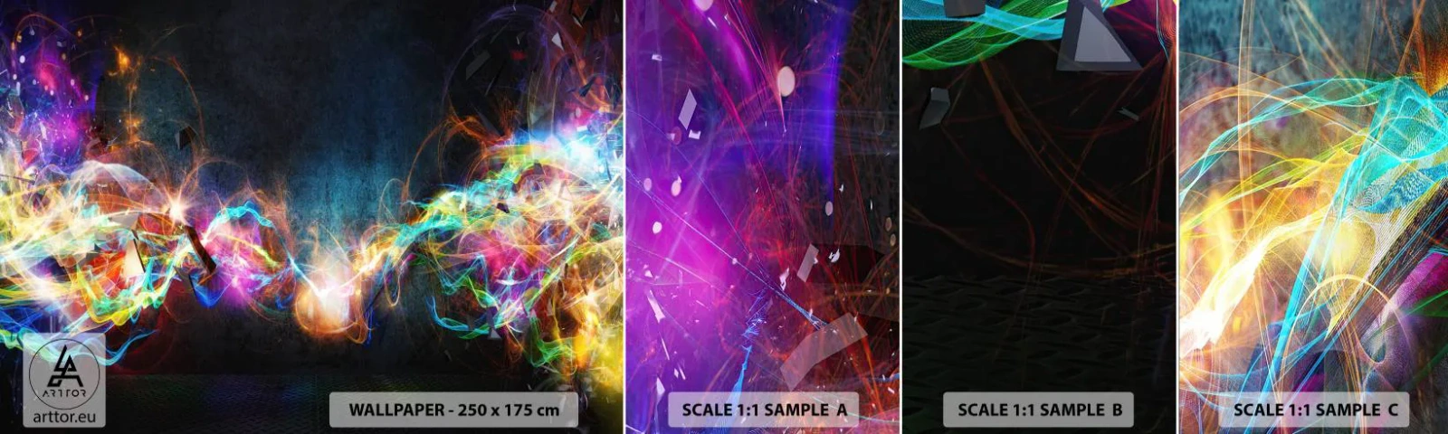 Mostră de Tapet Standard Eco - Cu bucurie împotriva întunericului - Abstracția, Bucată, Explozie - 100x30 cm