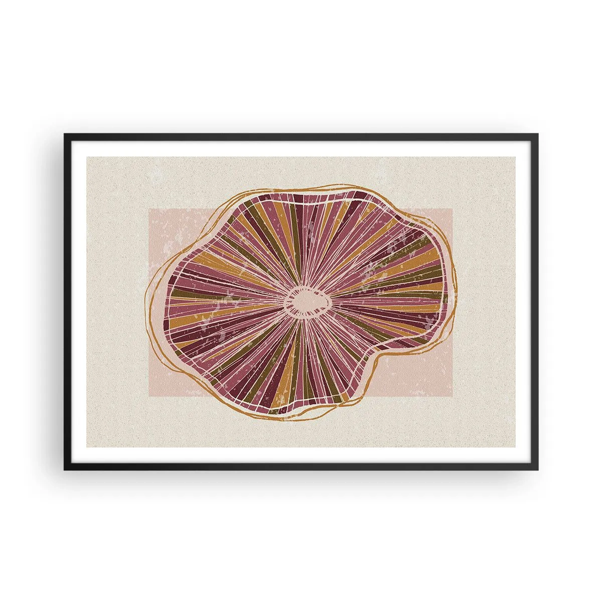 Poster în ramă neagră - Abstracția radială - 100x70 cm