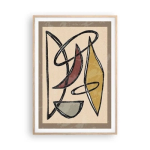 Poster în ramă de stejar deschis - Compoziție - arcuri și ovale - 70x100 cm