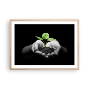 Poster în ramă de stejar deschis - Iubesc natura, o protejez - 70x50 cm