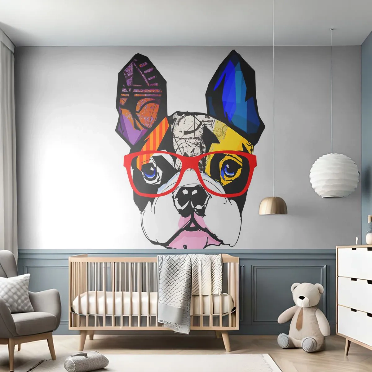 Tapet Autoadeziv Deluxe Sticker - Intelectualist - Abstracția, Câine, Buldog francez - 250x175 cm