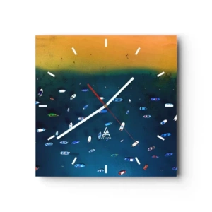 Ceas de perete - Ceas pe sticlă - Joc de vacanță - 30x30 cm