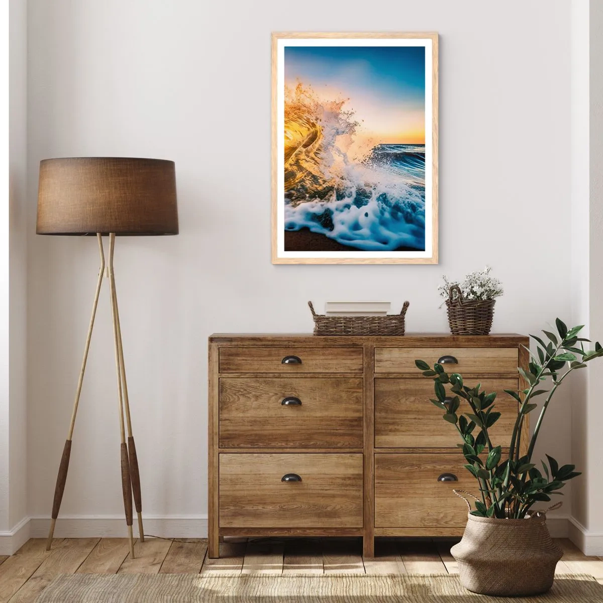 Poster în ramă de stejar deschis - Joc în nisip - 30x40 cm