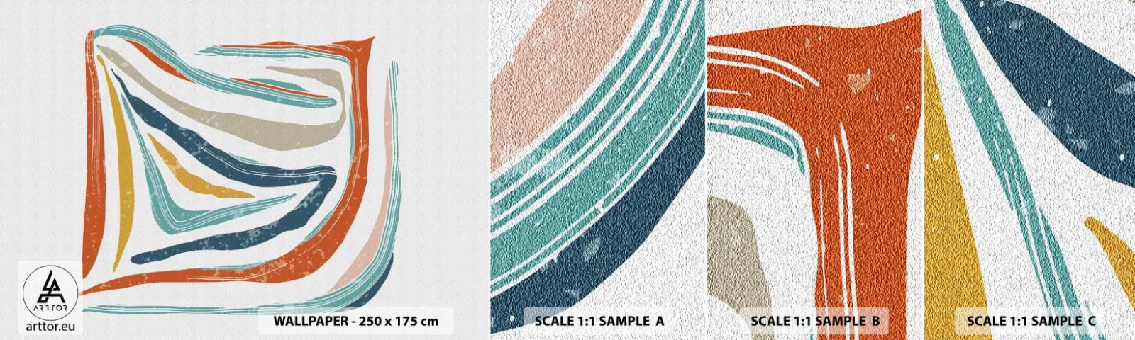 Mostră de Tapet Standard Eco - Abstracție prietenoasă și zâmbitoare - Boho, Bucată, Modern - 100x30 cm