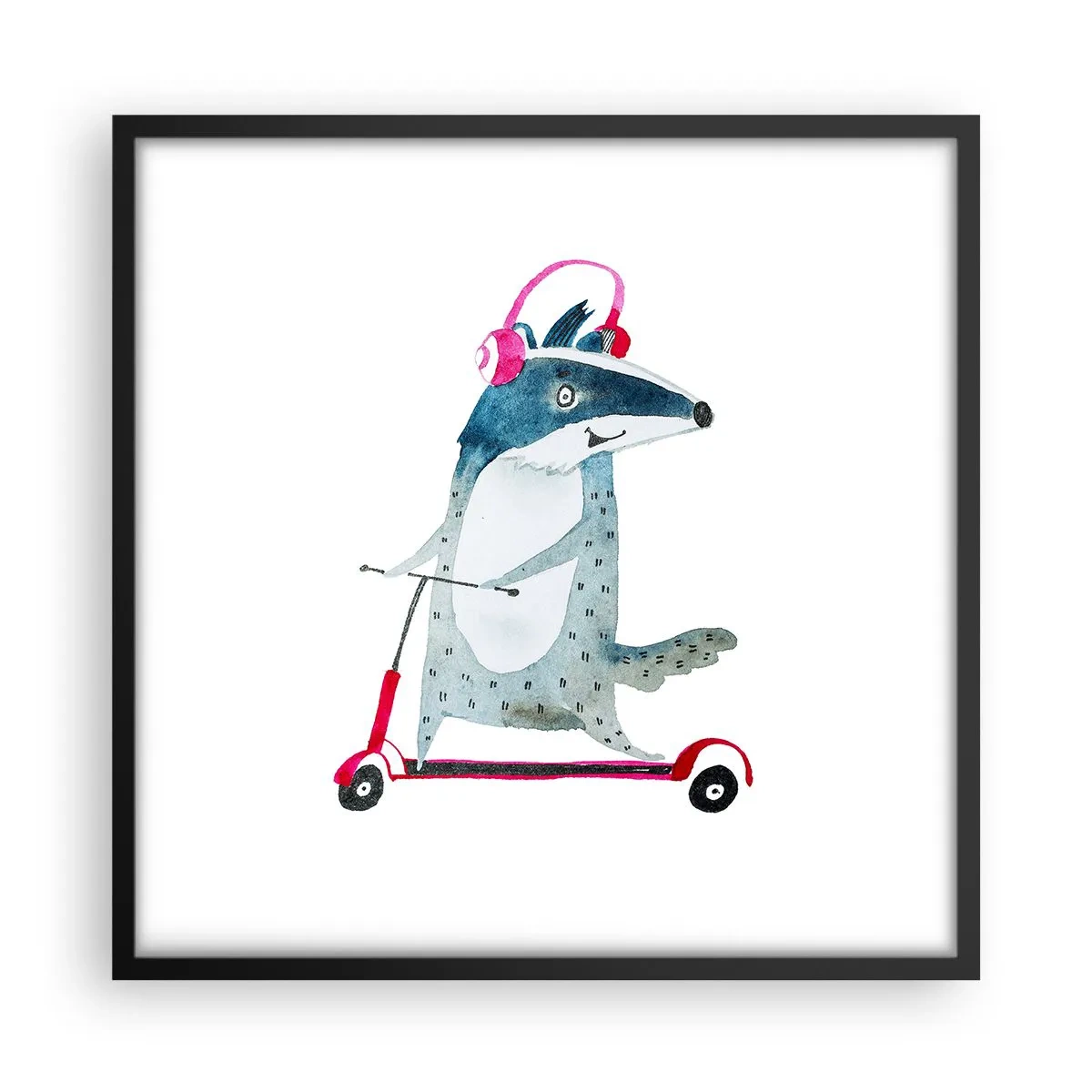 Poster în ramă neagră - Bucurie de bursuc - 50x50 cm