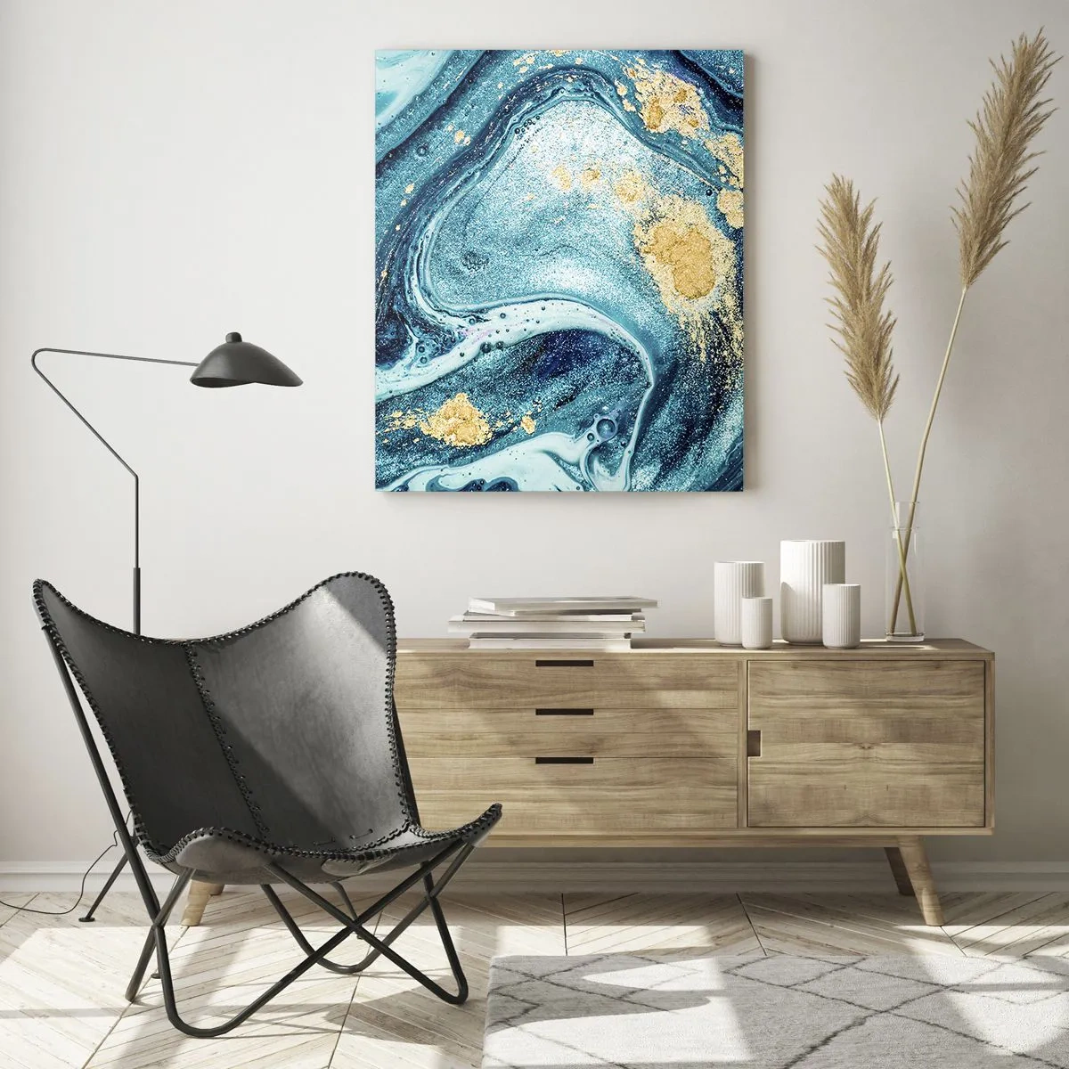 Tablou pe sticlă - Vârtej albastru - 70x100 cm