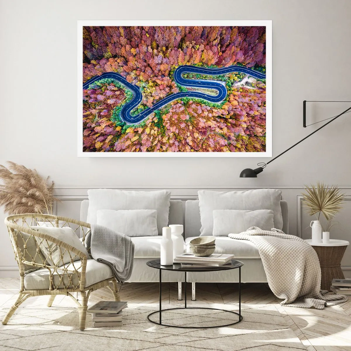 Poster - Un drum șerpuit prin pădure - 100x70 cm