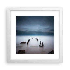 Poster în ramă albă - Un lac în ceața calmă - 30x30 cm