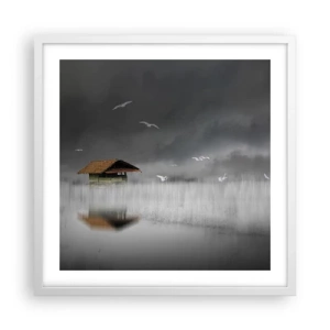 Poster în ramă albă - Adăpost de ploaie - 50x50 cm