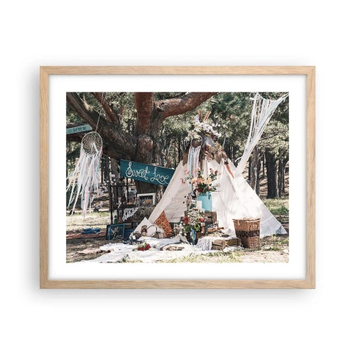 Poster în ramă de stejar deschis - Make love… - 50x40 cm