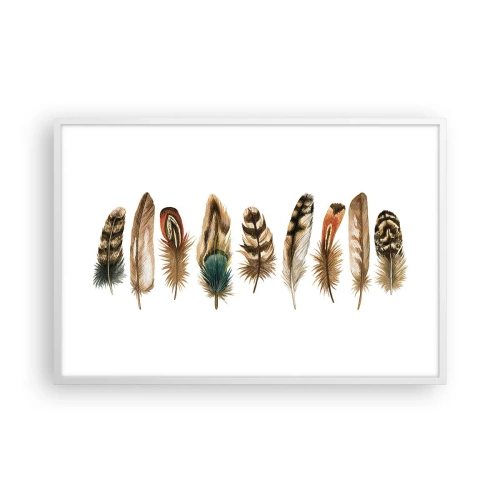 Poster în ramă albă - Variație cu pene - 91x61 cm