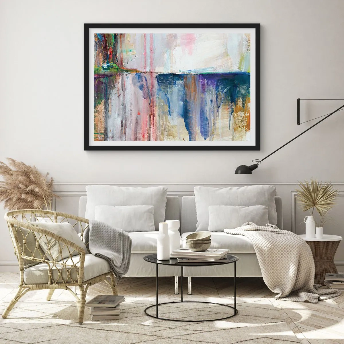 Poster în ramă neagră - Impresii și asociații colorate - 100x70 cm