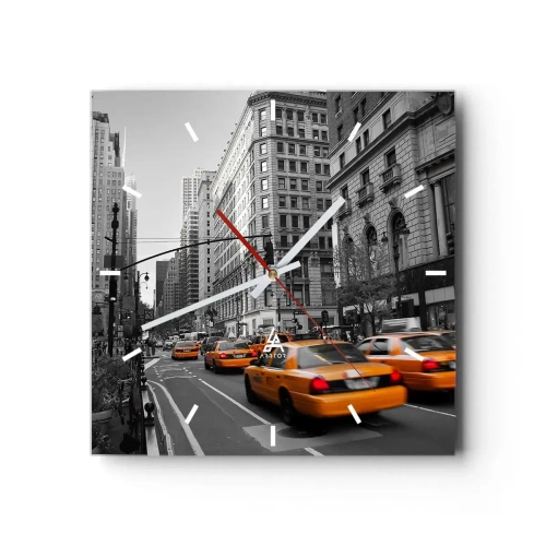 Ceas de perete - Ceas pe sticlă - Soarele marelui oraș - 30x30 cm