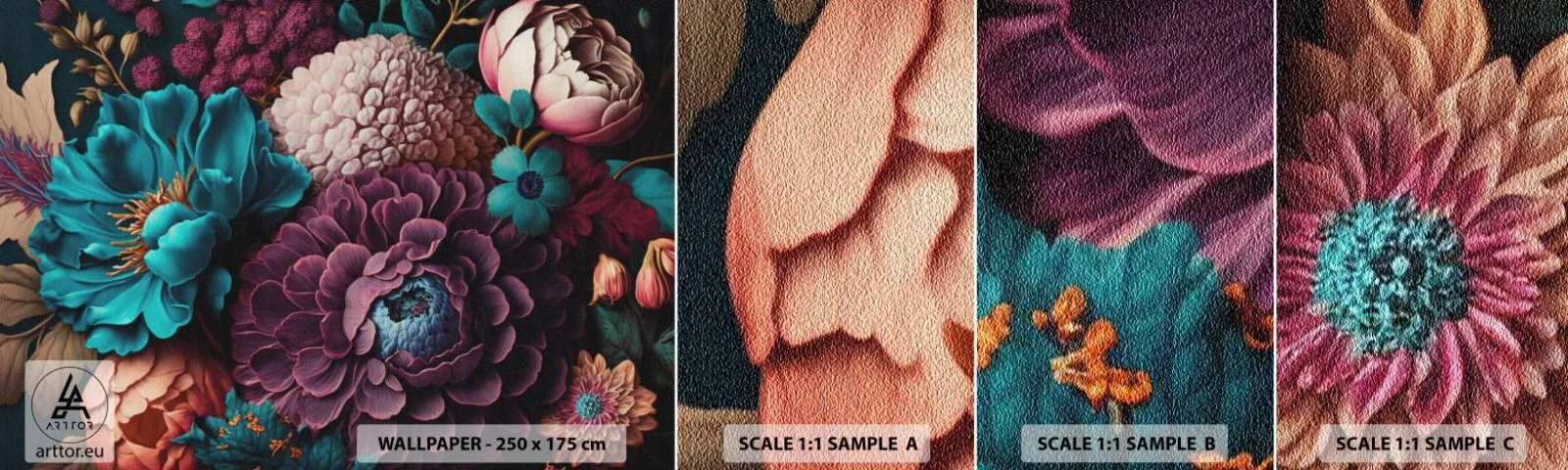 Mostră de Tapet Standard Eco - Natura în abundență - Flori, Botanică, Epocă - 100x30 cm