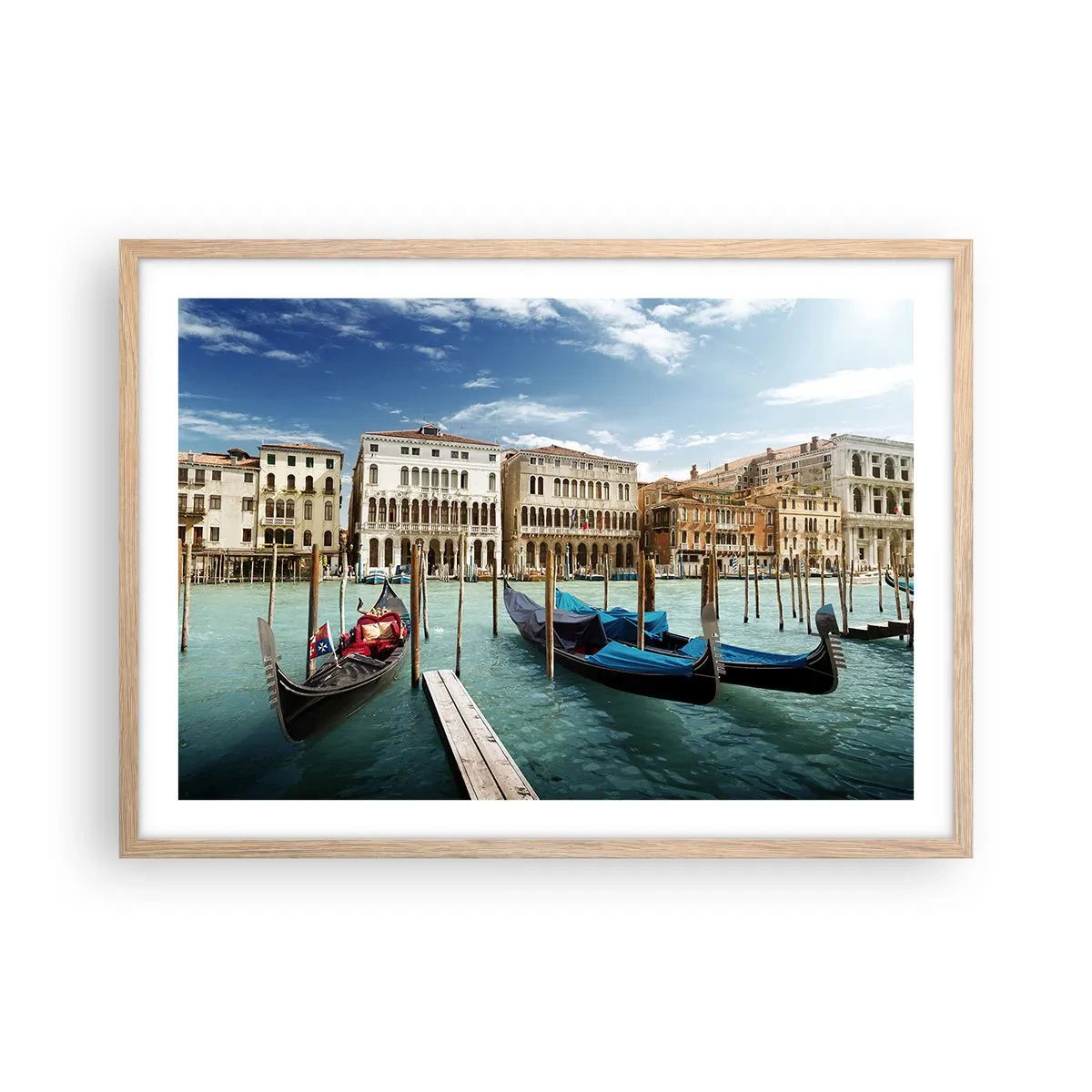 Poster în ramă de stejar deschis - Palate în albastru - 70x50 cm