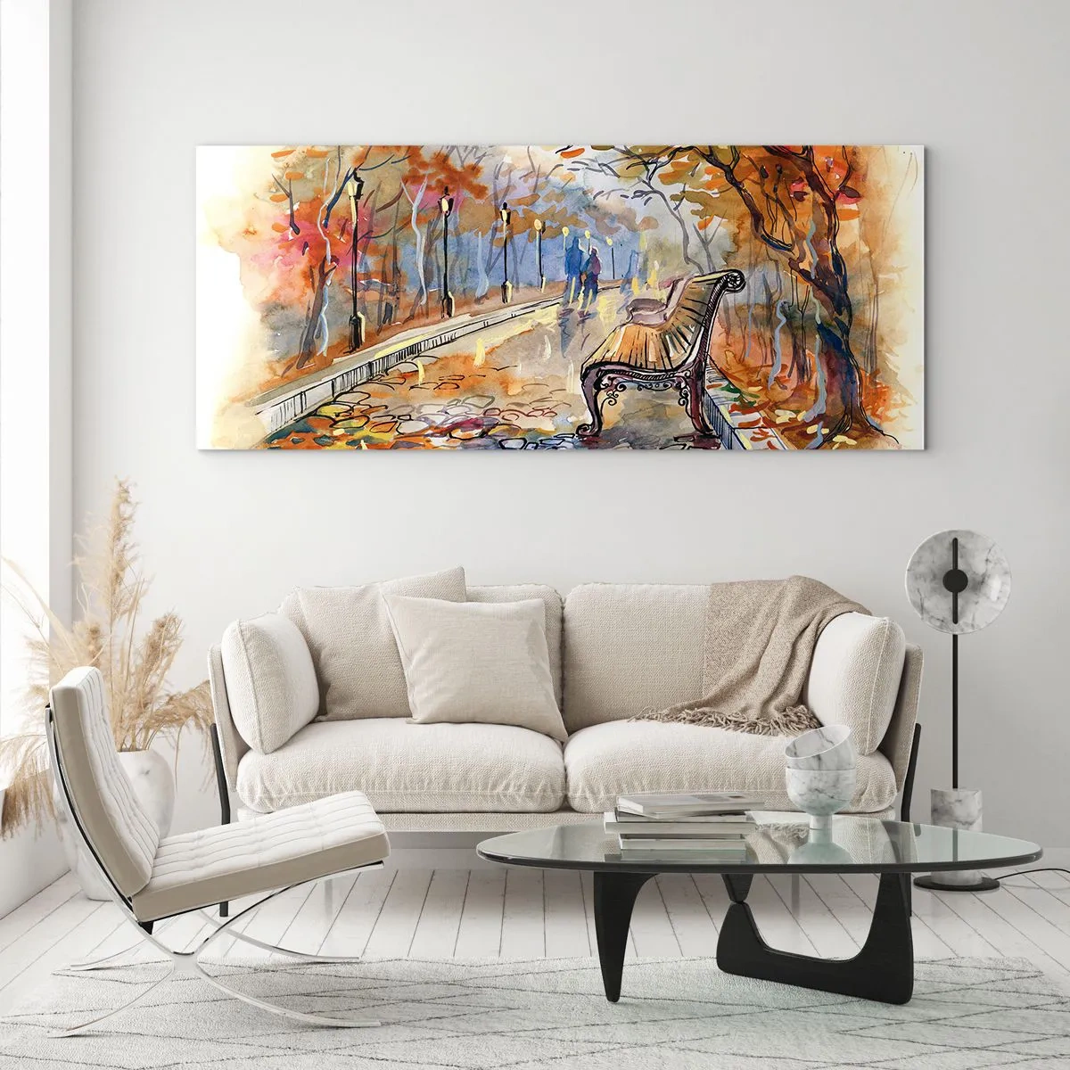 Tablou pe sticlă - Pășim împreună în toamnă - 90x30 cm