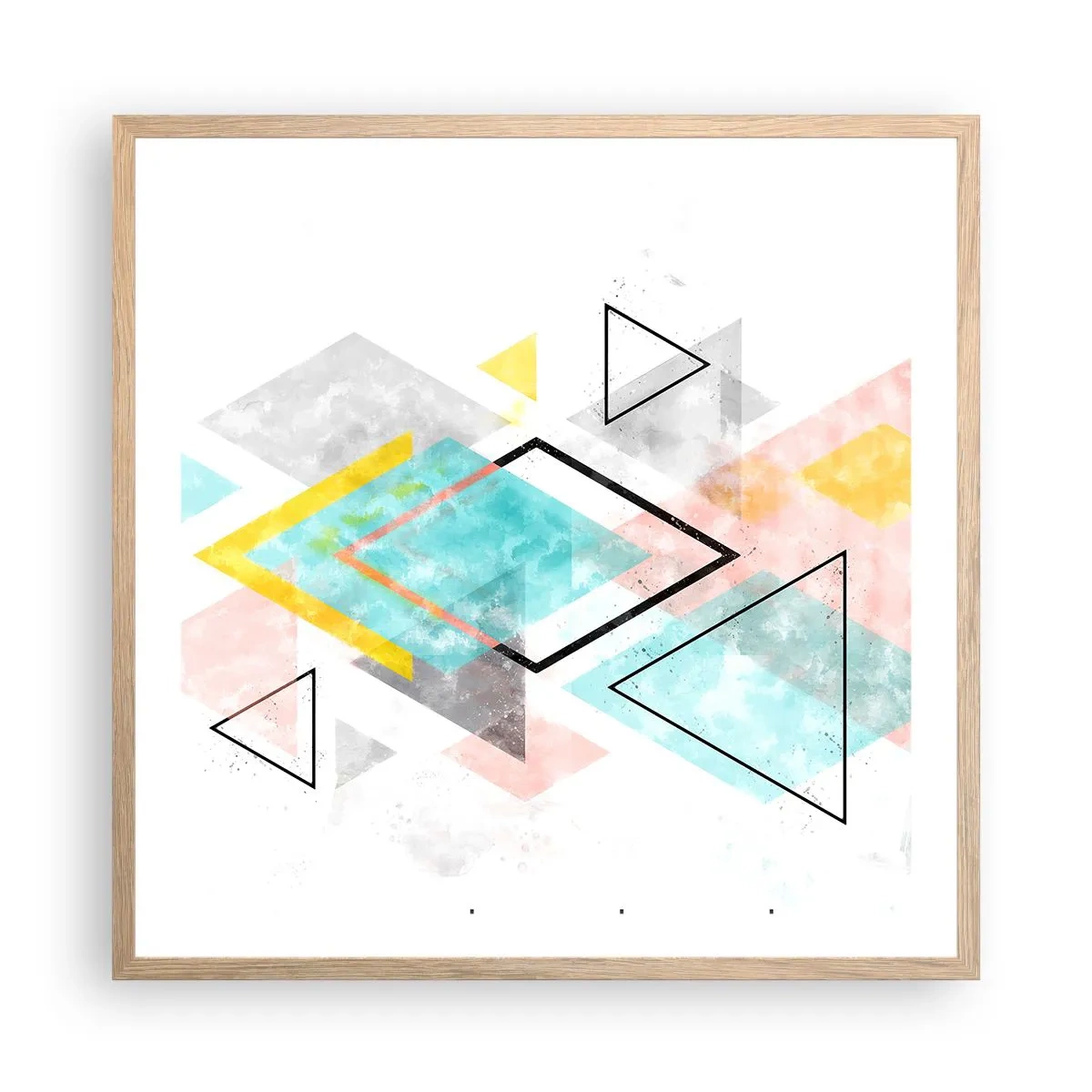 Poster în ramă de stejar deschis - Joc geometric - 60x60 cm