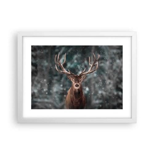 Poster în ramă albă - Regele pădurii a fost încoronat - 40x30 cm