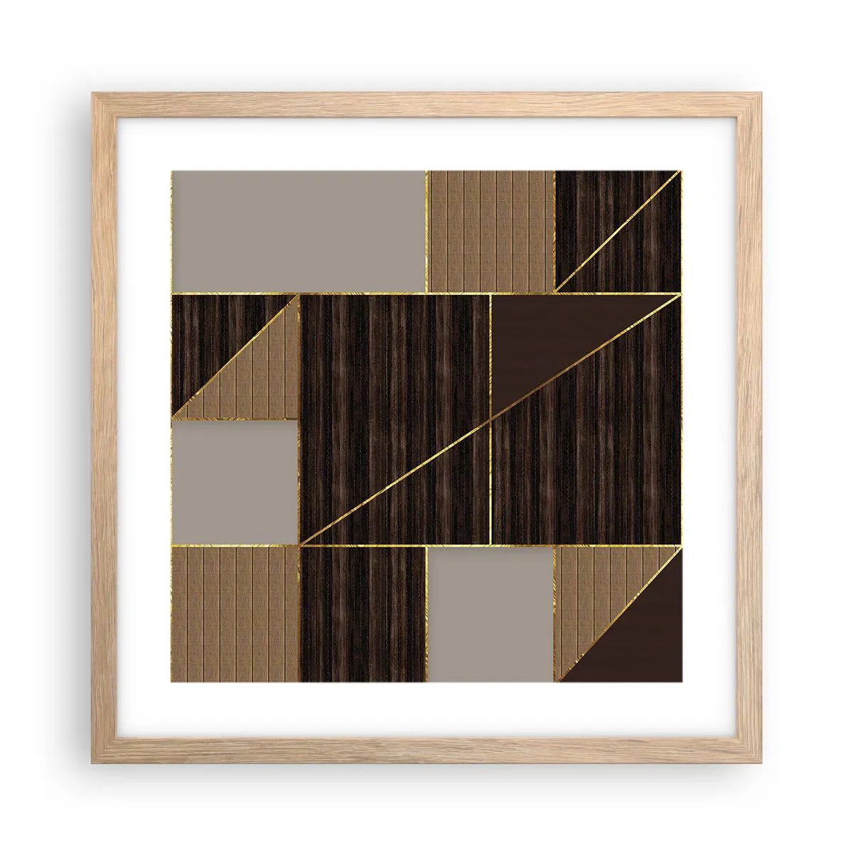 Poster în ramă de stejar deschis - Un mozaic de maro și auriu - 40x40 cm