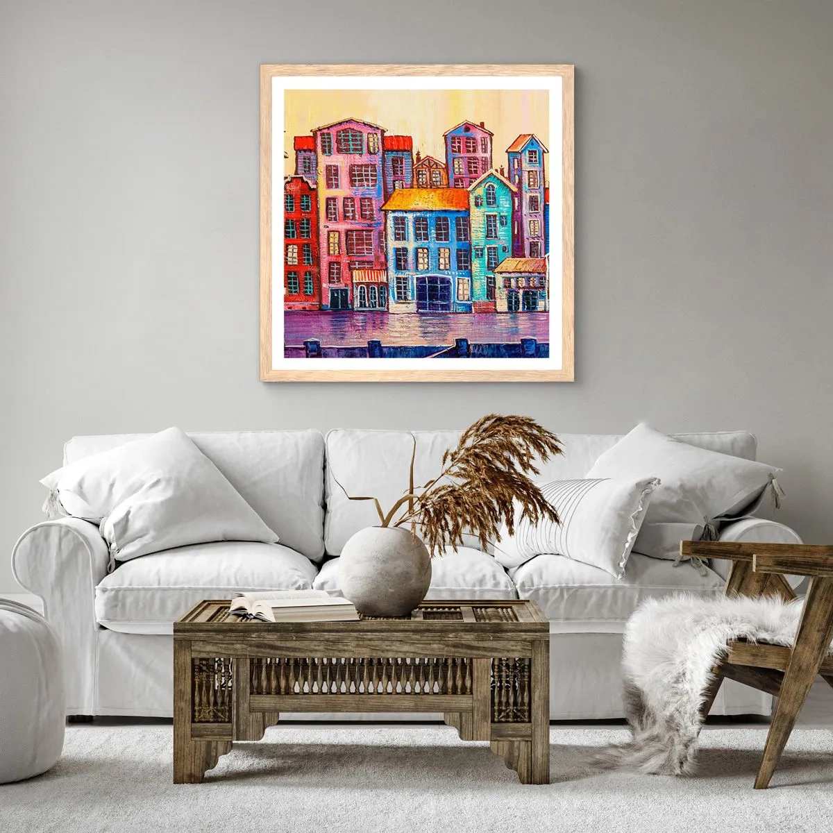 Poster în ramă de stejar deschis - Un oraș ca în basm - 60x60 cm