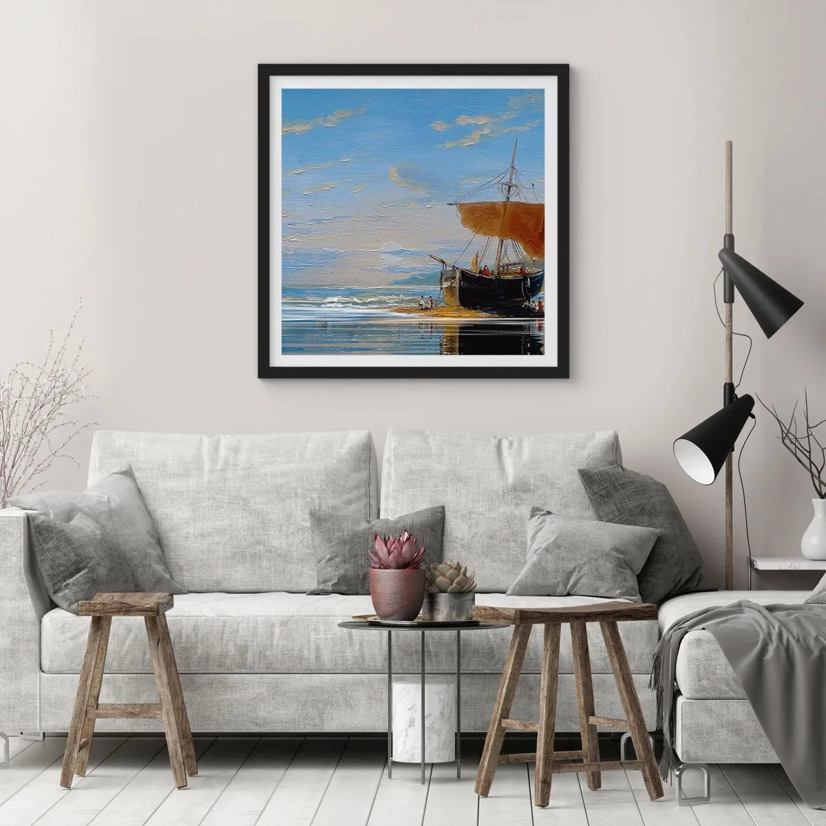 Poster în ramă neagră - Apă, pământ, aer - 60x60 cm