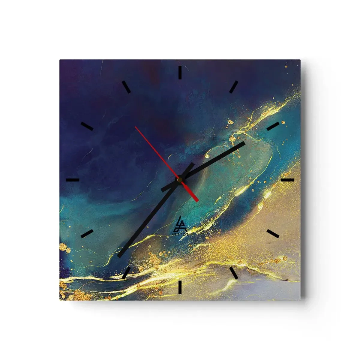 Ceas de perete - Ceas pe sticlă - Baltă de aur - 30x30 cm