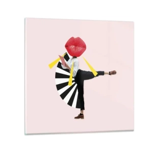 Tablou pe sticlă - Artă pop suprarealistă - 30x30 cm