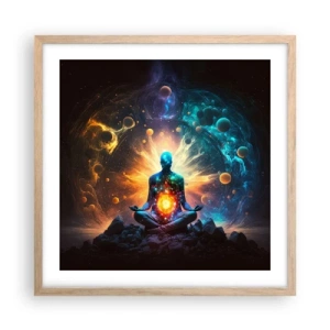 Poster în ramă de stejar deschis - Liniște cosmică - 50x50 cm