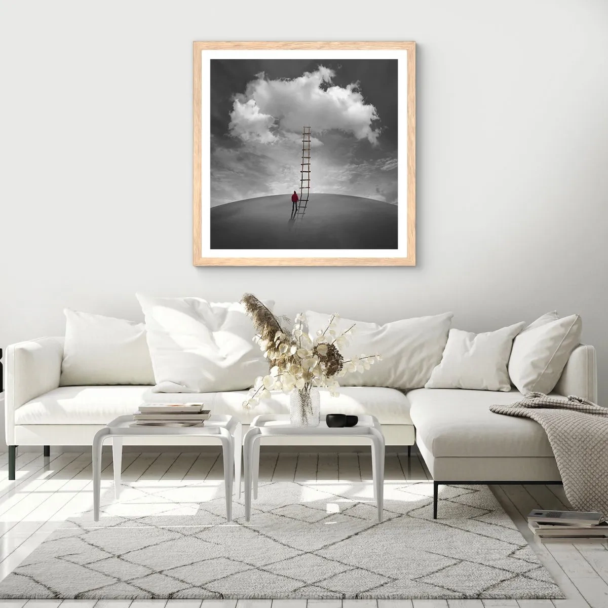 Poster în ramă de stejar deschis - Orice este posibil - 50x50 cm