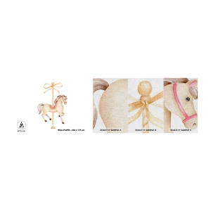 Mostră tapet Premium Canvas - Într-un trap grațios - Cal, Carusele, Fată - 100x30 cm