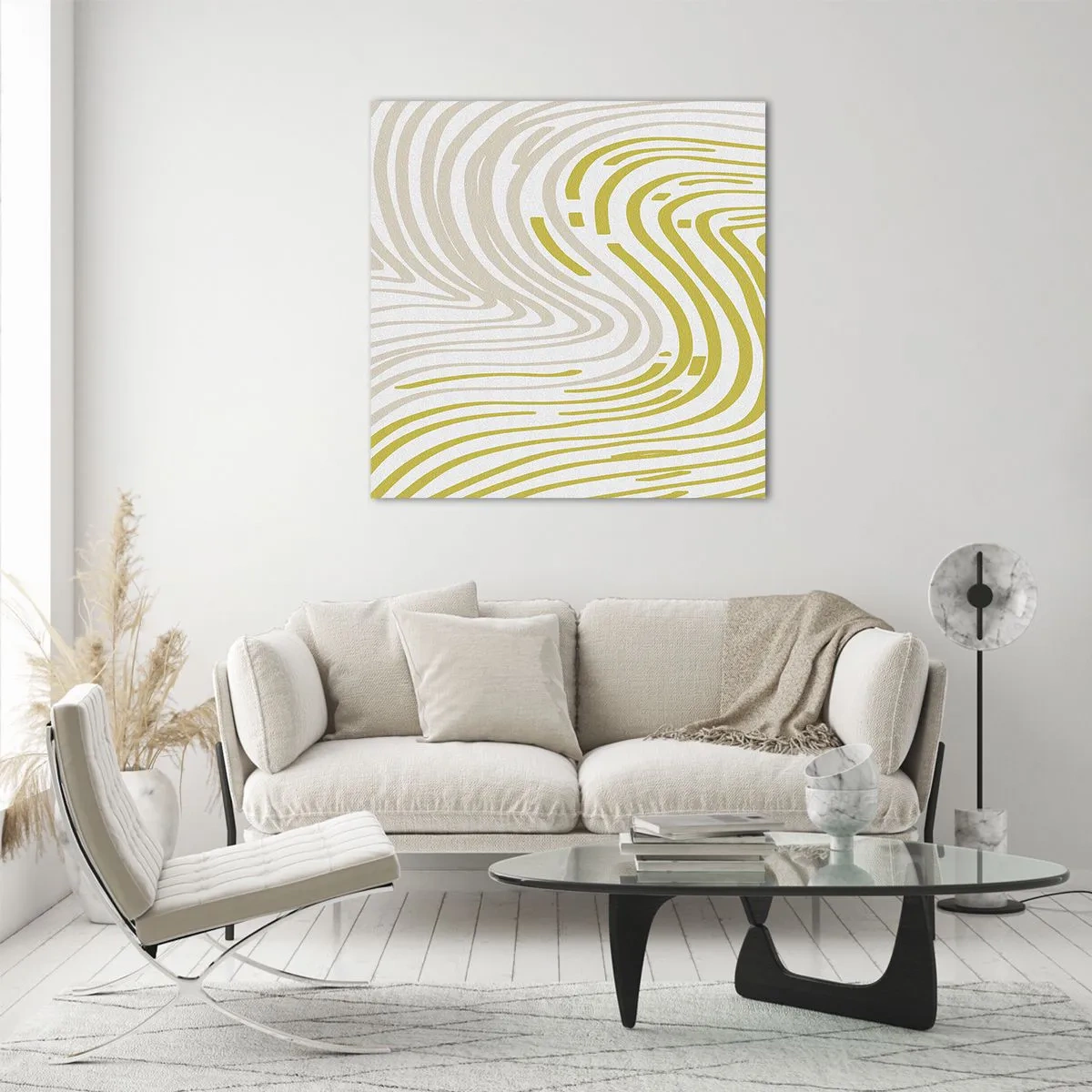 Tablou pe sticlă - Compoziție cu cambrare ușoară - 70x70 cm