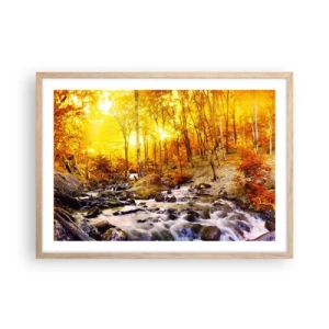 Poster în ramă de stejar deschis - Pietre montate în aur și platină - 70x50 cm