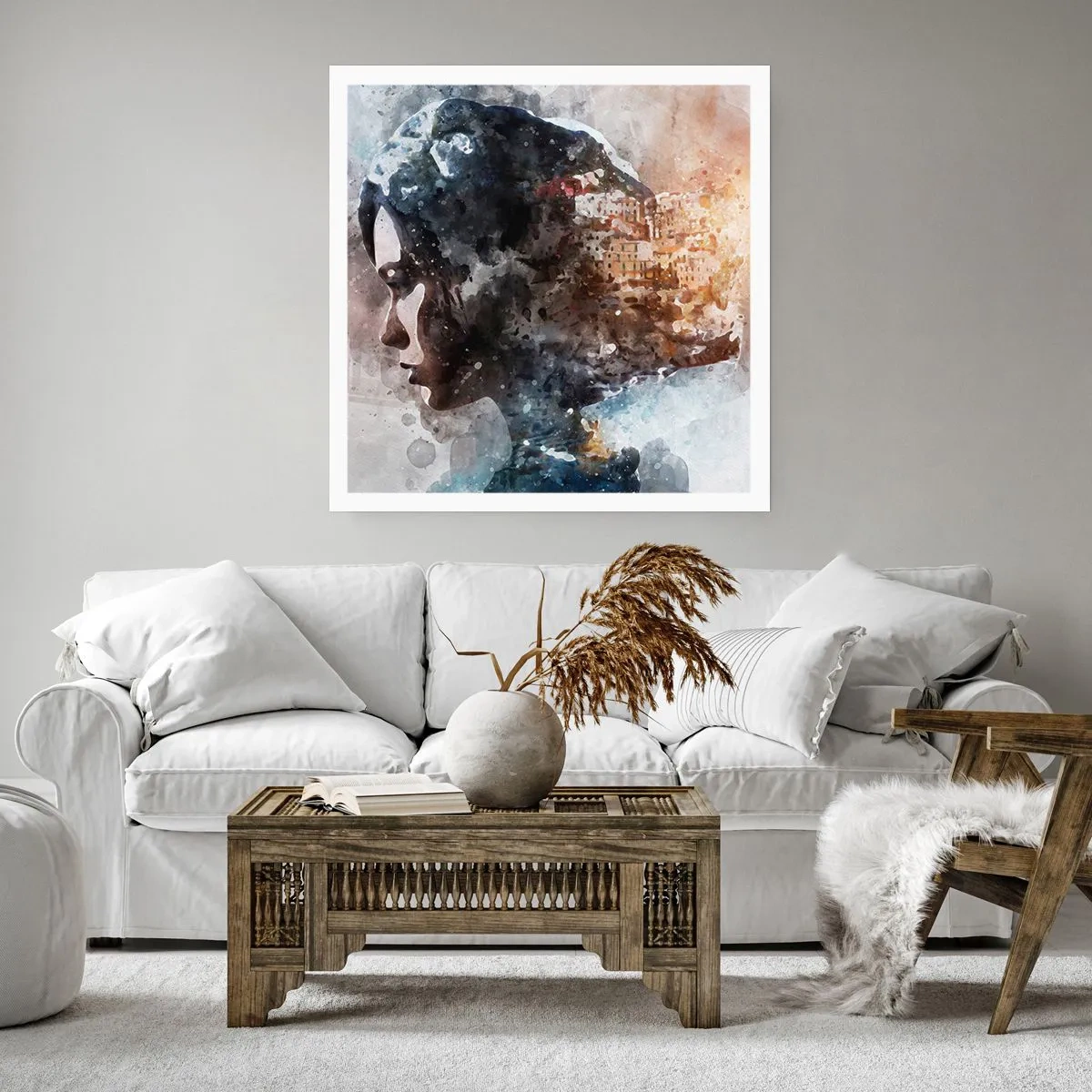 Poster - Povestea unei fete cu un oraș în fundal - 60x60 cm
