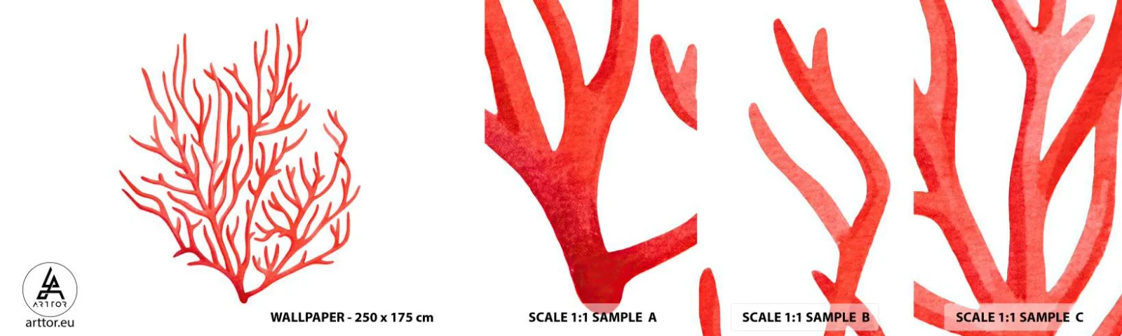 Mostră tapet autocolant Deluxe Sticker - Coral filigranat - recif de corali, Litoral, Minimalist - 100x30 cm