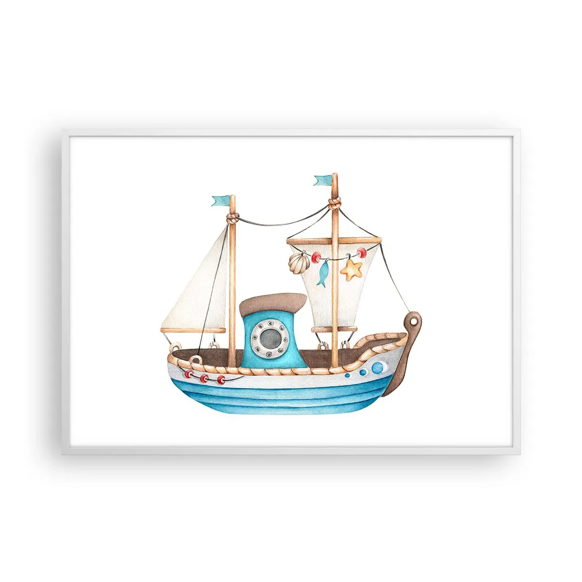 Poster în ramă albă - Ahoy aventura! - 100x70 cm