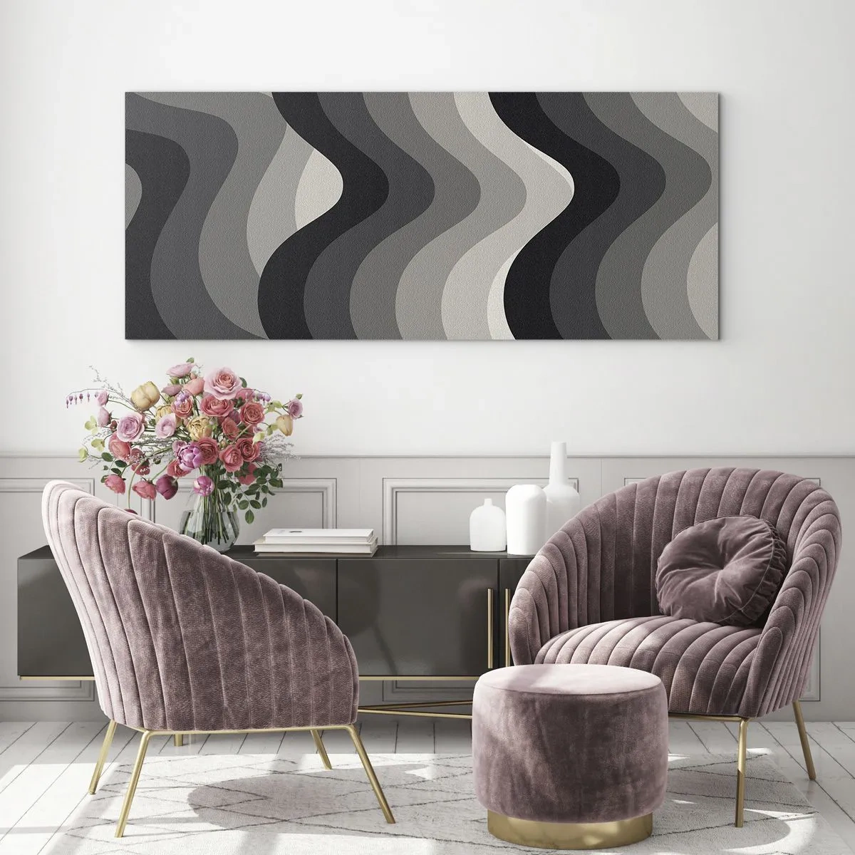 Tablou pe sticlă - Val după val - 100x40 cm