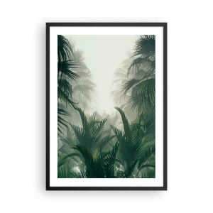 Poster în ramă neagră - Vegetație tropicală într-un cadru cețos - 50x70cm - Mister tropical - Decorațiune modernă pentru perete pentru living și dormitor ARTTOR