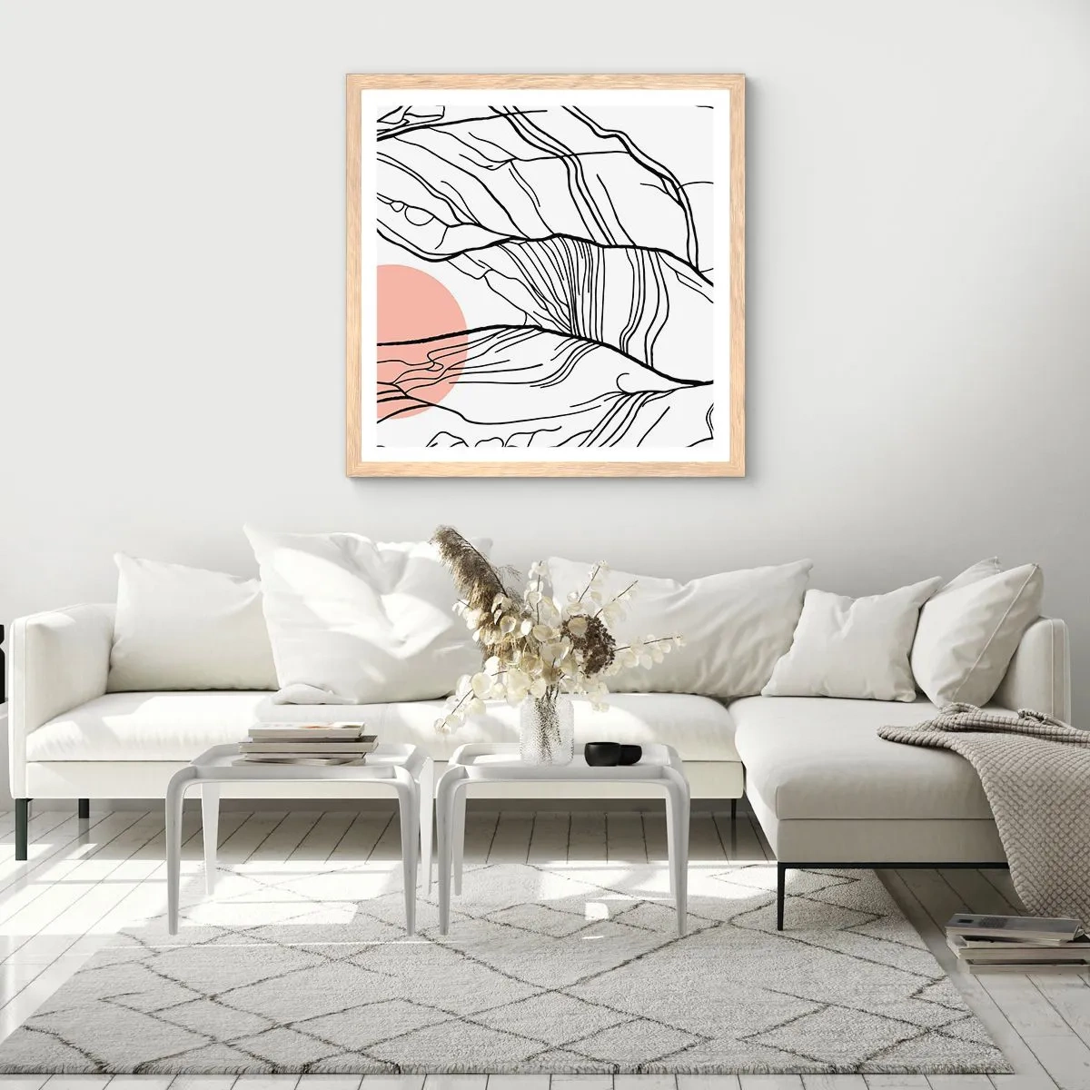 Poster în ramă de stejar deschis - Într-o rețea de crengi - 60x60 cm