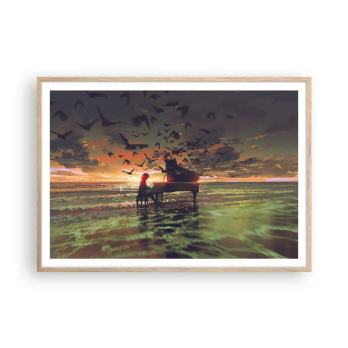 Poster în ramă de stejar deschis - Concert pentru pian și valuri - 100x70 cm