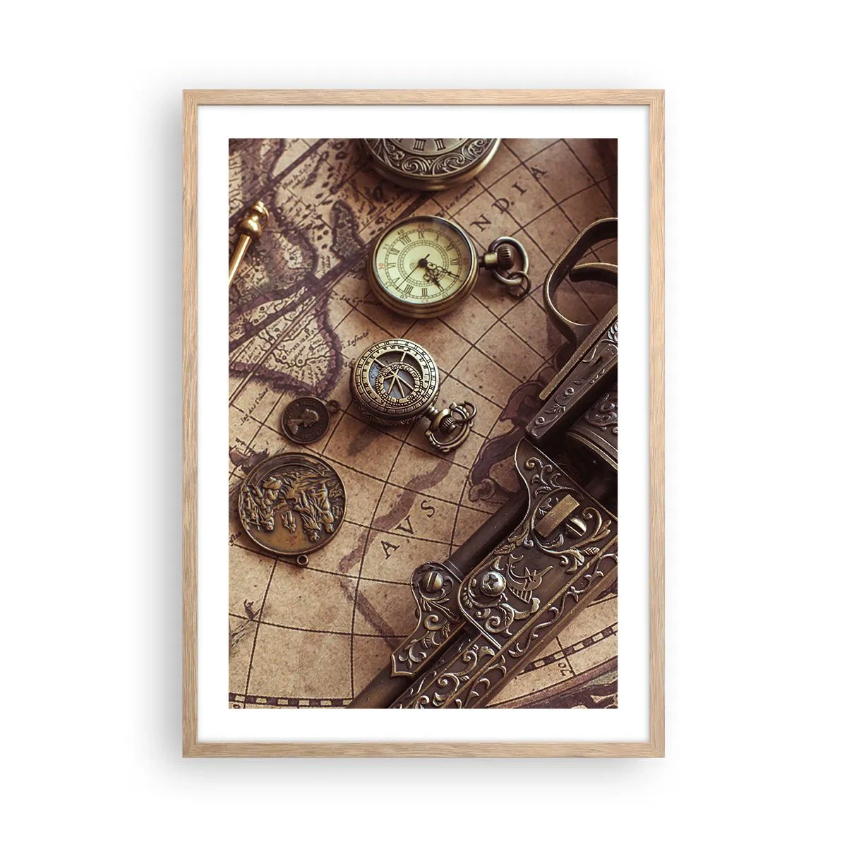 Poster în ramă de stejar deschis - Sugestii de aventură - 50x70 cm