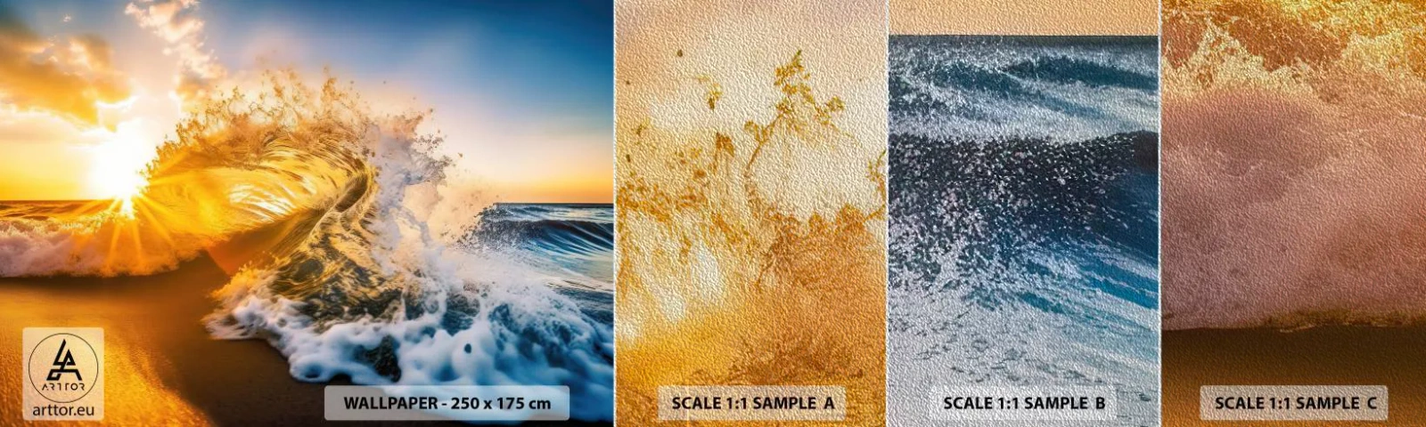 Mostră tapet Premium Sand - Joc în nisip - Val, Mare, Apă - 100x30 cm