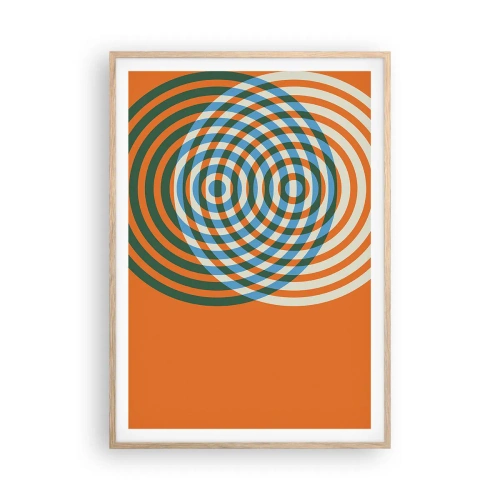 Poster în ramă de stejar deschis - Variație circulară abstractă - 70x100 cm