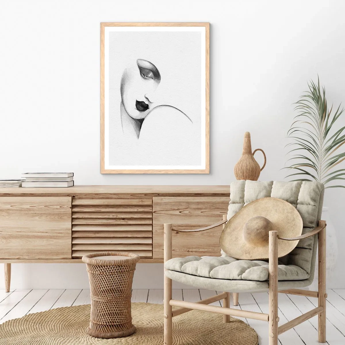 Poster în ramă de stejar deschis - În stilul Lempickei - 70x100 cm