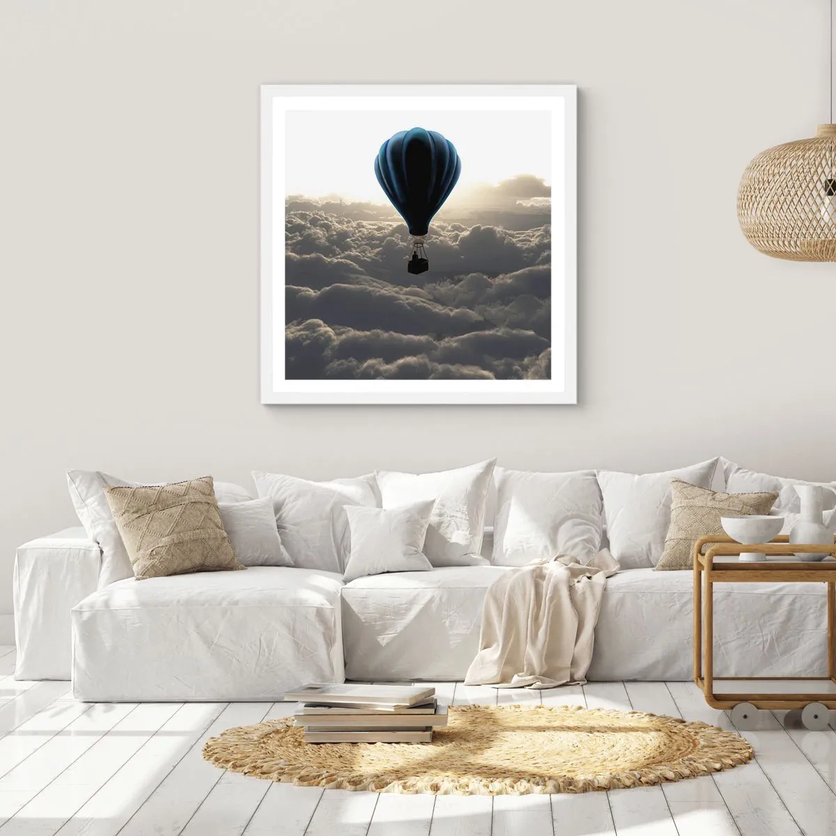 Poster în ramă albă - Rătăcitor deasupra norilor - 60x60 cm