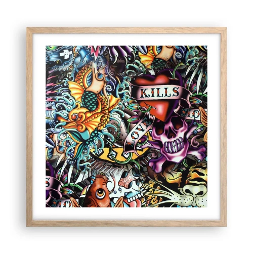 Poster în ramă de stejar deschis - Visul unui artist tatuator - 50x50 cm
