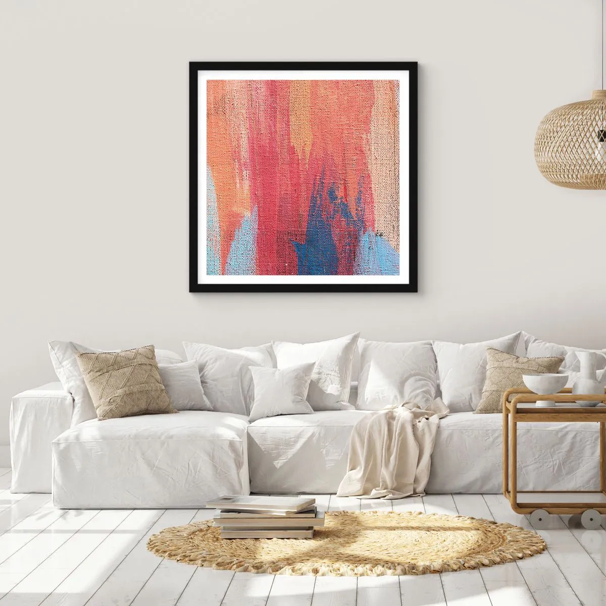 Poster în ramă neagră - Plutind prin curcubeu - 40x40 cm